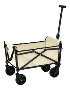 Cart Folding Trolley Camping Wagon Barrow Outdoor Beach in Beige