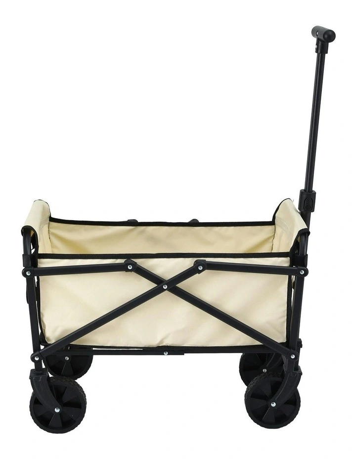 Cart Folding Trolley Camping Wagon Barrow Outdoor Beach in Beige image 2