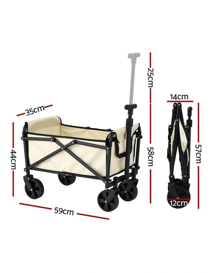 Cart Folding Trolley Camping Wagon Barrow Outdoor Beach in Beige image 4