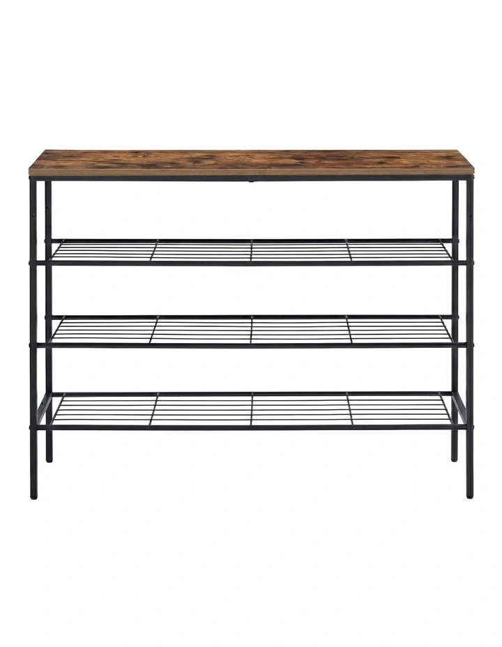 Shoe Rack 4 tier Storage Organiser Walnut in Black image 2