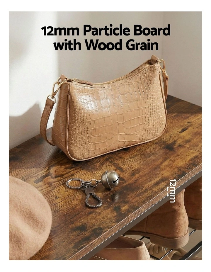 Shoe Rack 4 tier Storage Organiser Walnut in Black image 6