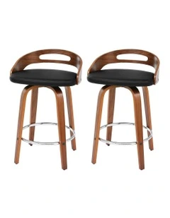 2x Bar Stools Swivel Dining Chairs Low Back Counter Seat PU Cushion in Brown