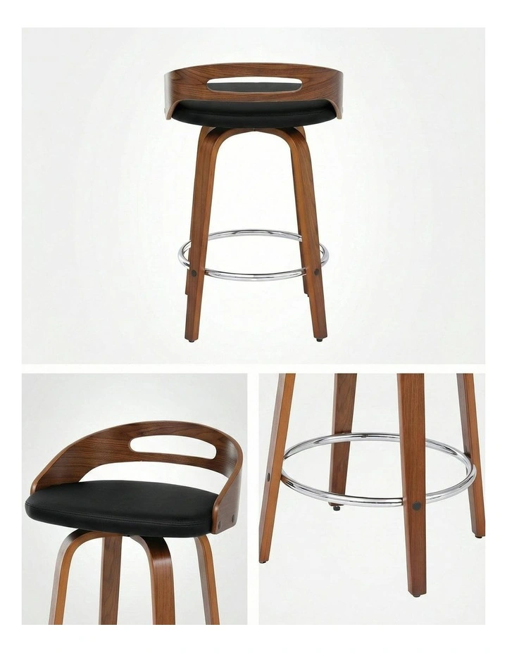 2x Bar Stools Swivel Dining Chairs Low Back Counter Seat PU Cushion in Brown image 5