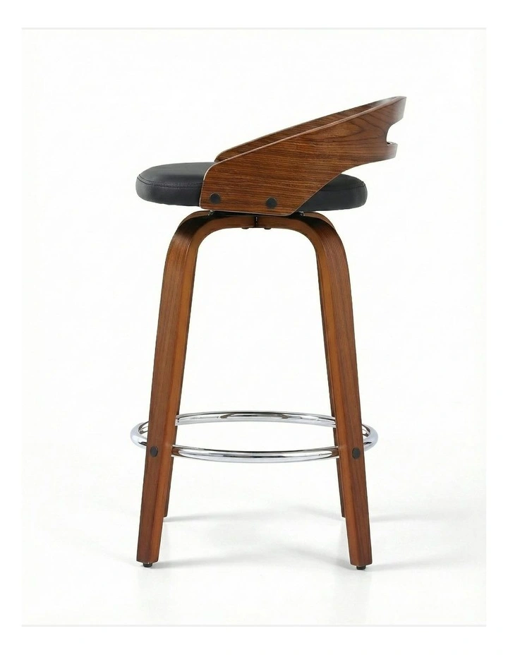 2x Bar Stools Swivel Dining Chairs Low Back Counter Seat PU Cushion in Brown image 6