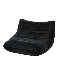Lazy Sofa 2 Seaters Accent Caterpillar Chair Floor Couch Armless Lounge in Black
