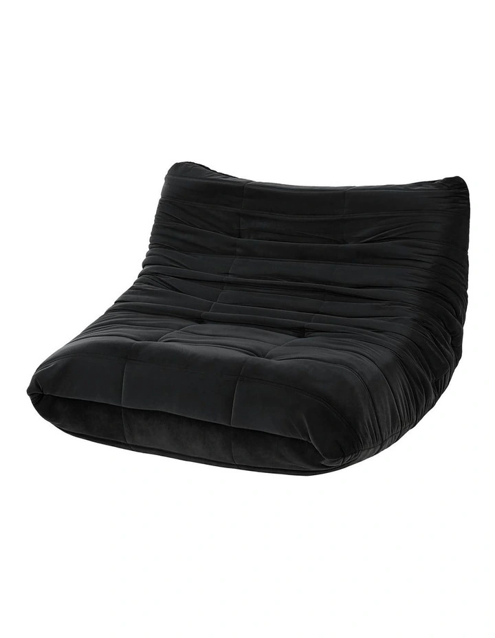 Lazy Sofa 2 Seaters Accent Caterpillar Chair Floor Couch Armless Lounge in Black image 1