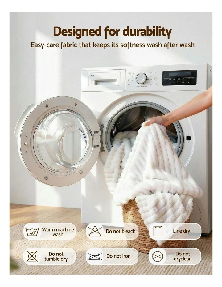 Blanket Queen Fleece Lightweight Cozy Sofa Couch Bed Throw 152x203cm in White image 7