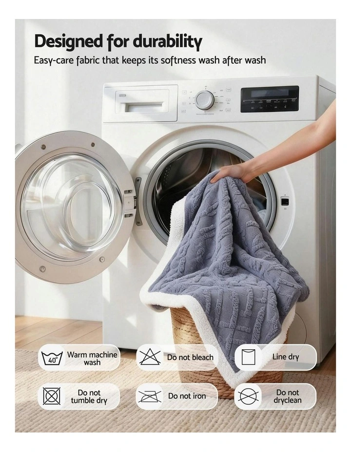 Throw Blanket Double-Sided Fleece Lightweight For Sofa Couch Bed 203x230cm in Grey image 7