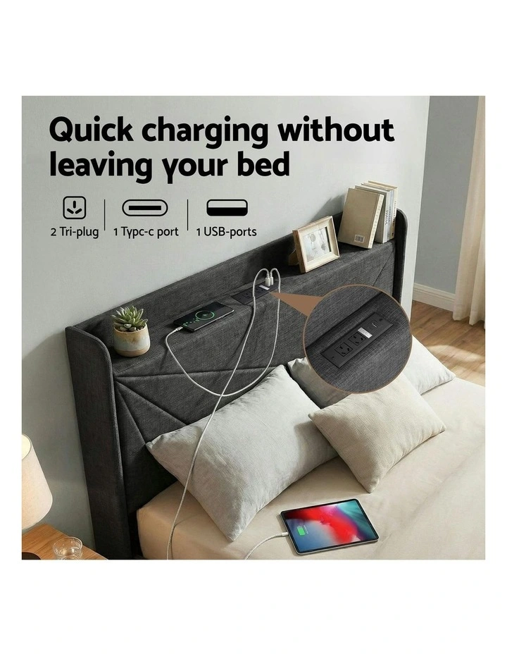 Queen Bed Frame in Charcoal Grey image 5