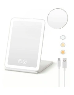 Portable Makeup Mirror with Lights 10x in Magnifier White