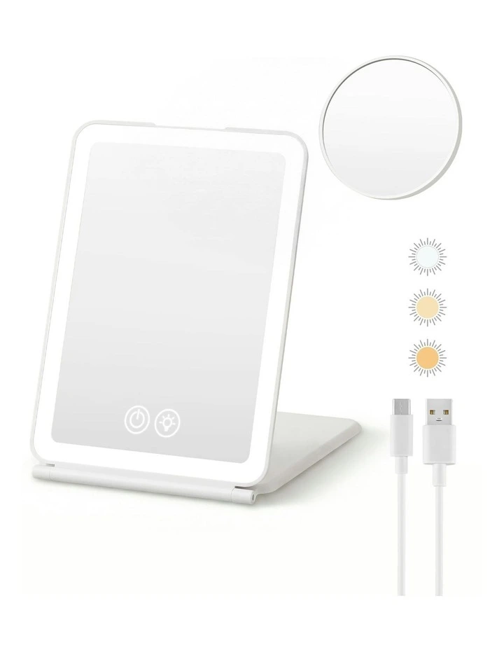 Portable Makeup Mirror with Lights 10x in Magnifier White image 1