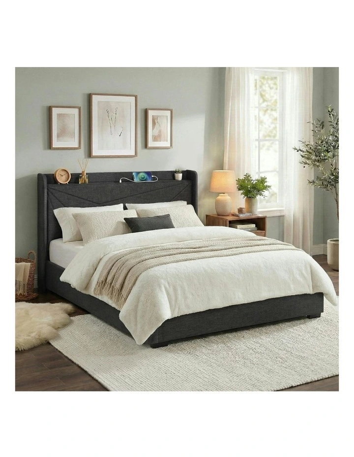 King Bed Frame in Charcoal Grey image 3