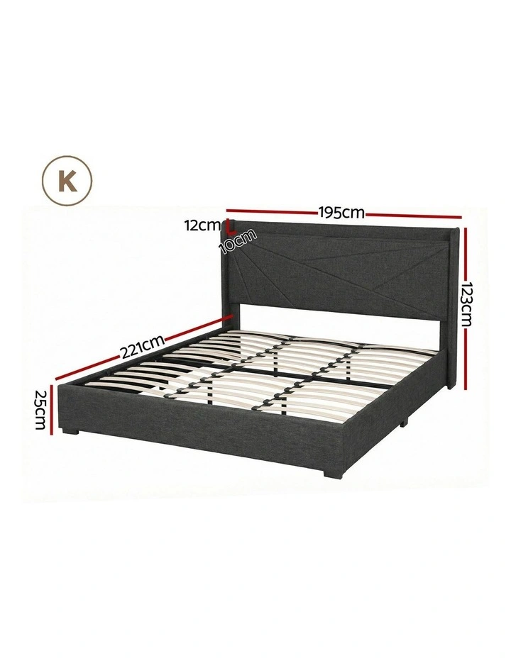 King Bed Frame in Charcoal Grey image 4