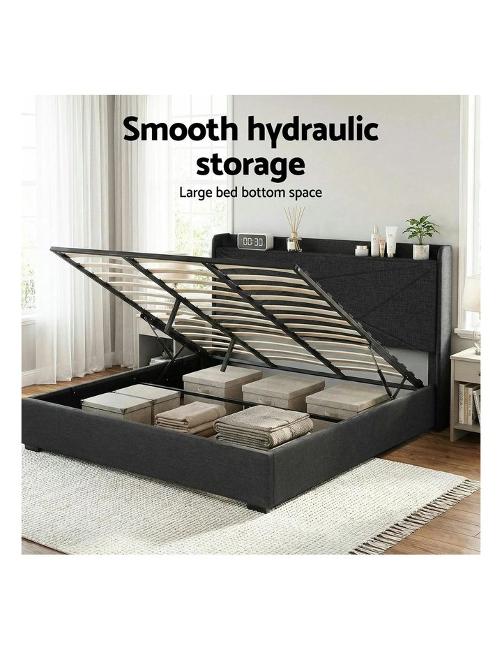 King Bed Frame in Charcoal Grey image 7