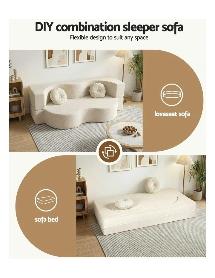 Folding Sofa Bed in Beige image 5