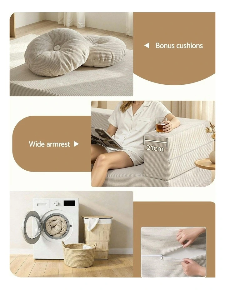 Folding Sofa Bed in Beige image 7