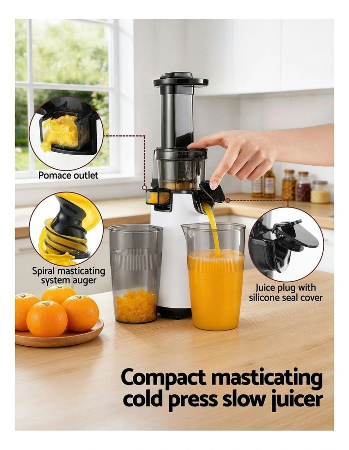 Cold Press Slow Juicer 130W in White image 5