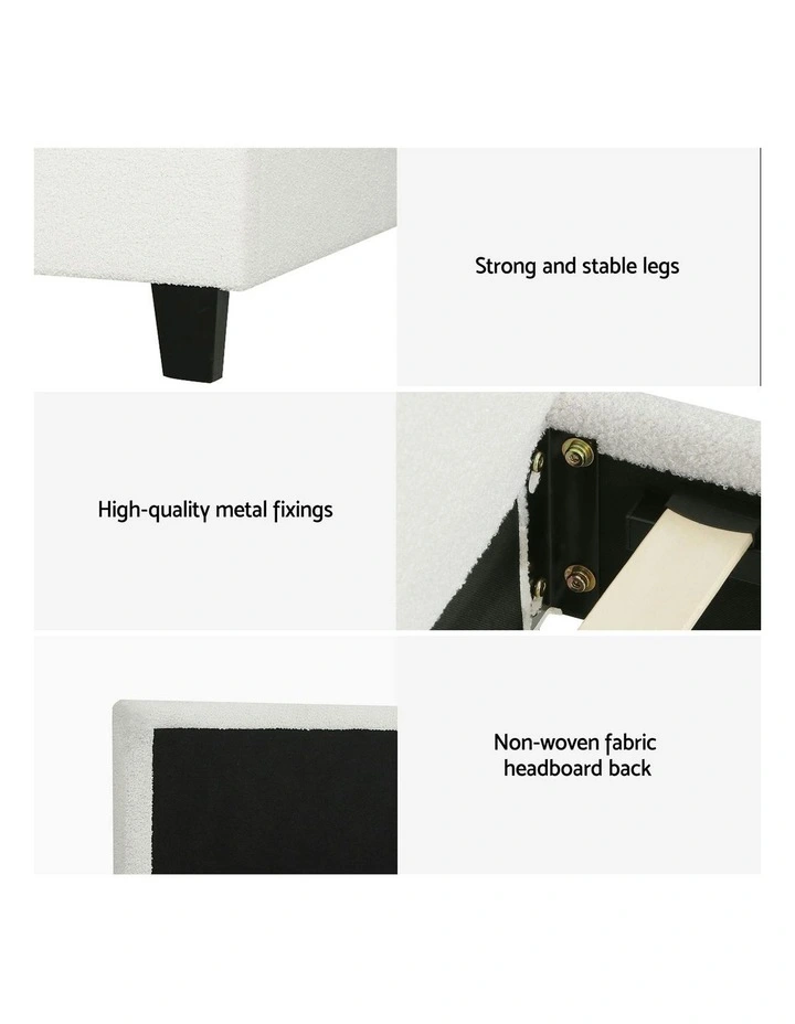 Single Bed Frame With Hybrid Mattress Set Boucle Medium Firm 30cm in White image 6