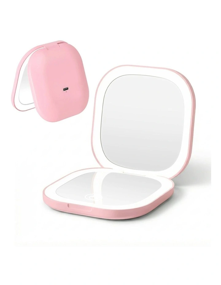 LED Compact Mirror in Pink image 1