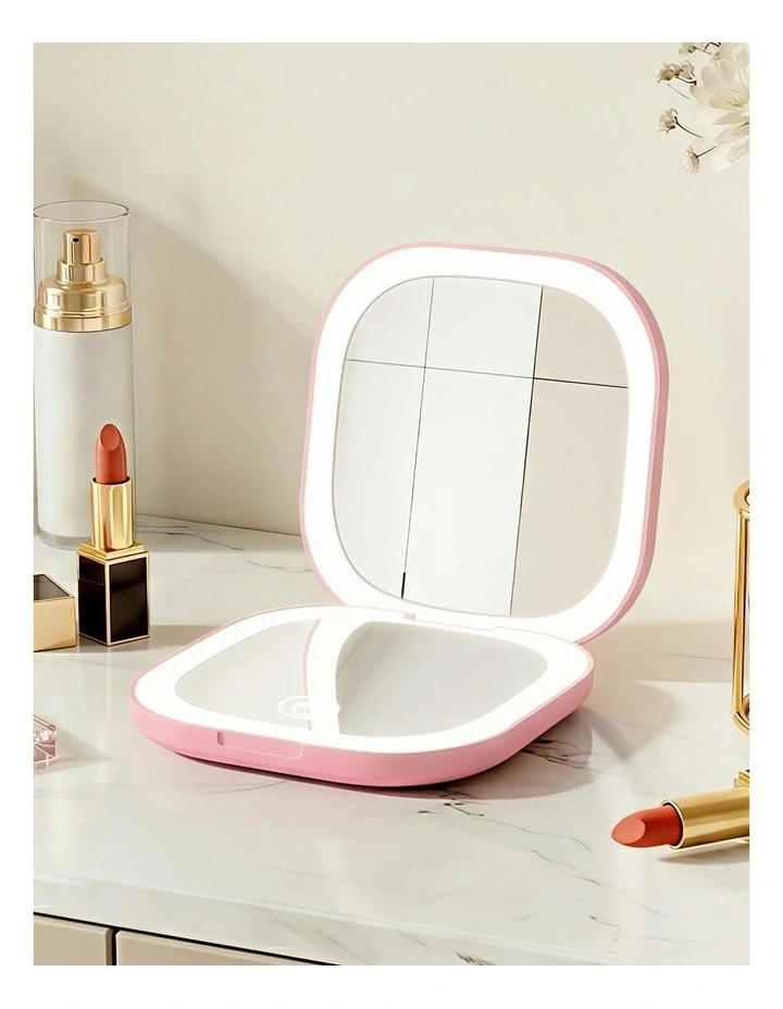 LED Compact Mirror in Pink image 3