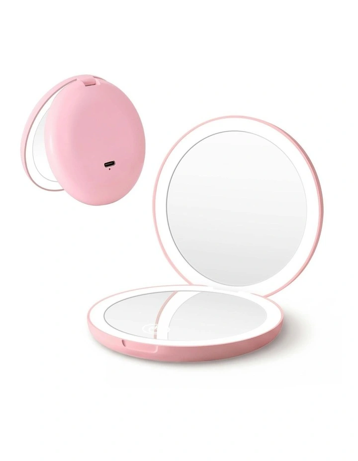 LED Compact Mirror in Pink image 1