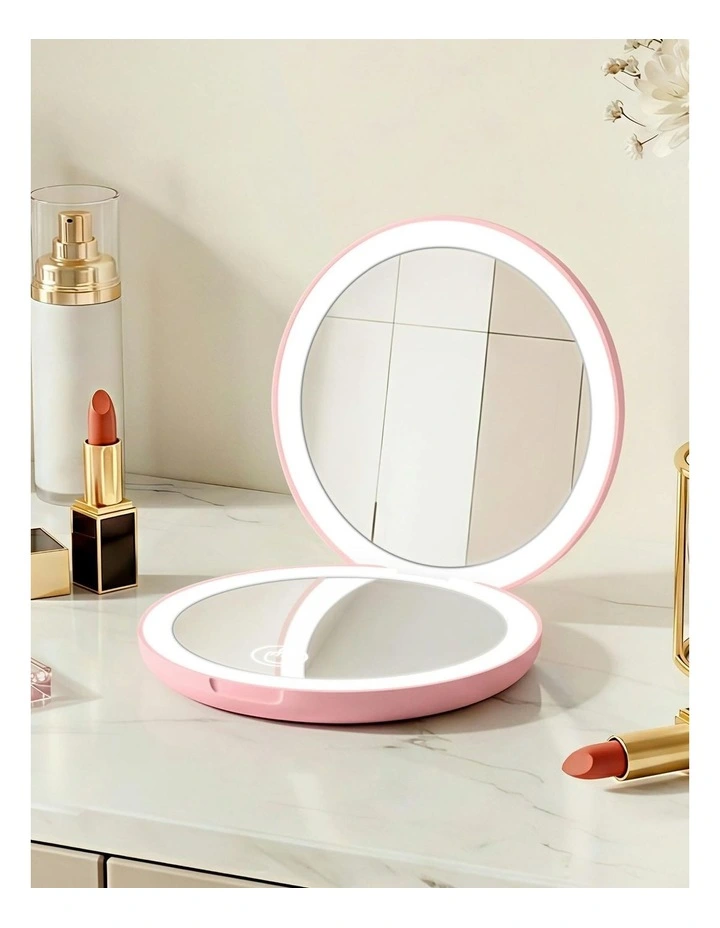 LED Compact Mirror in Pink image 3