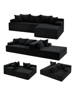 L-Shaped Modular Sectional Sofa Bed in Black