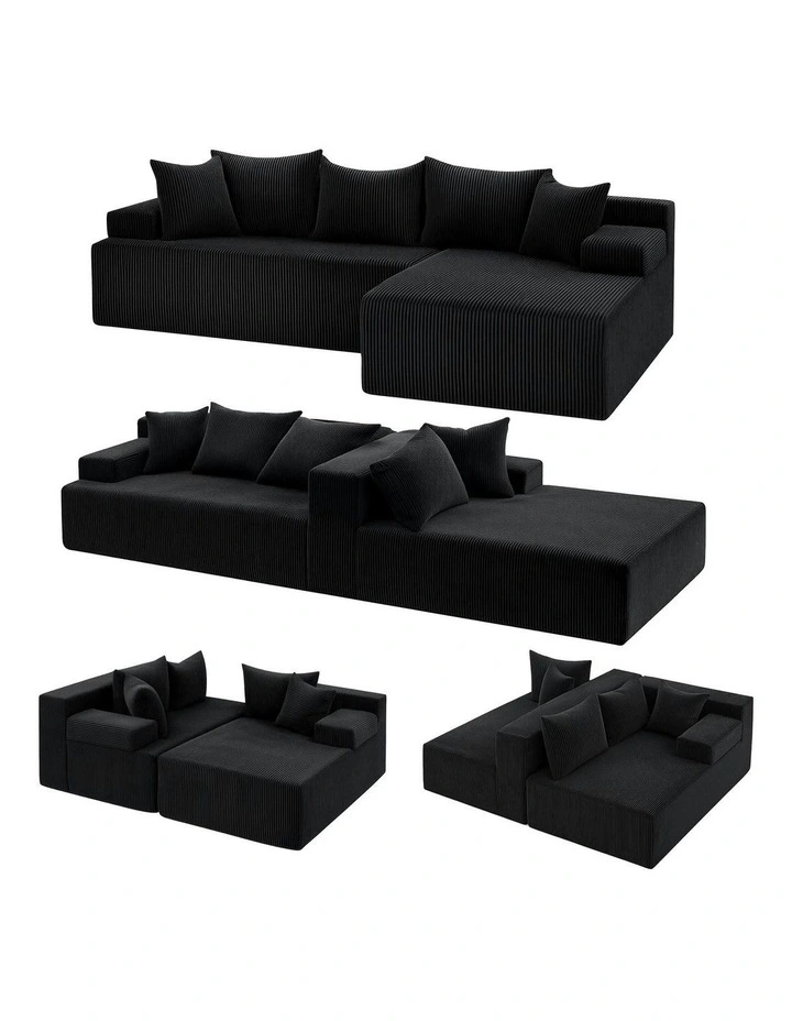 L-Shaped Modular Sectional Sofa Bed in Black image 1