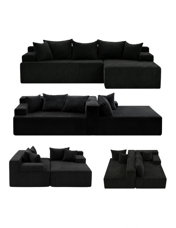 L-Shaped Modular Sectional Sofa Bed in Black image 2