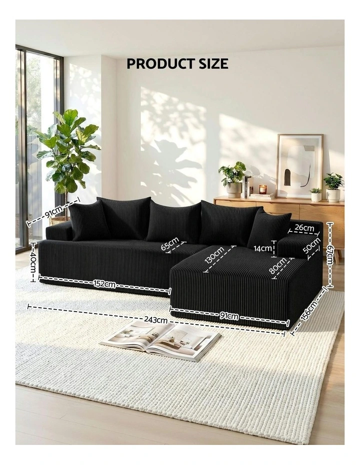 L-Shaped Modular Sectional Sofa Bed in Black image 4