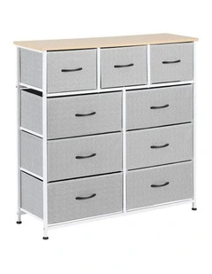 Chest of 9 Drawers in Light Grey