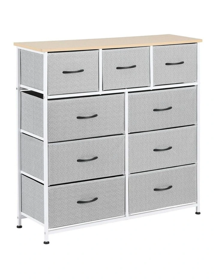 Chest of 9 Drawers in Light Grey image 1