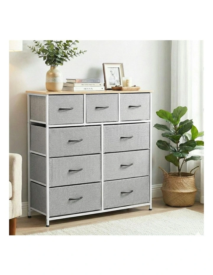 Chest of 9 Drawers in Light Grey image 3
