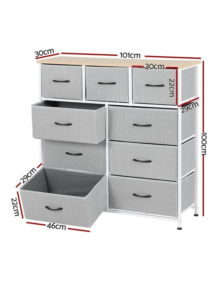 Chest of 9 Drawers in Light Grey image 4