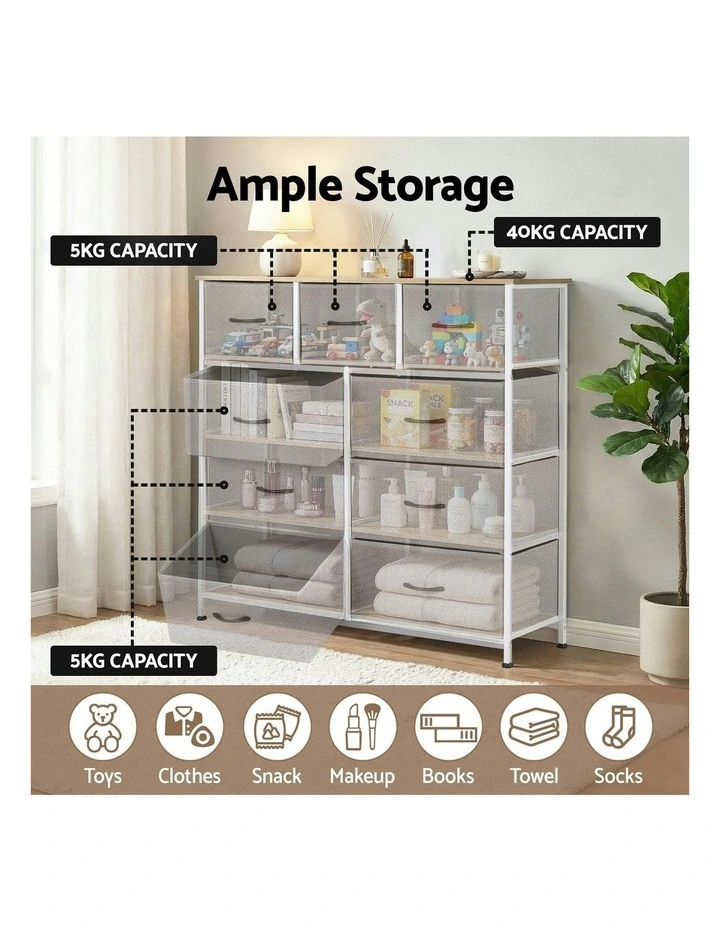 Chest of 9 Drawers in Light Grey image 5