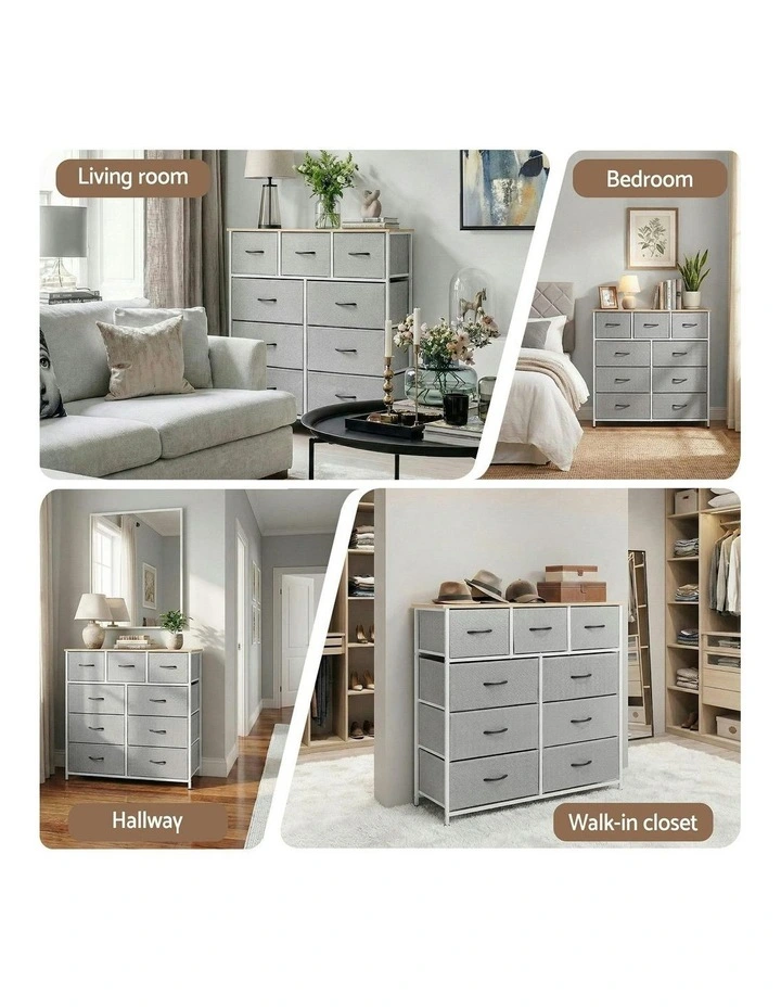 Chest of 9 Drawers in Light Grey image 7