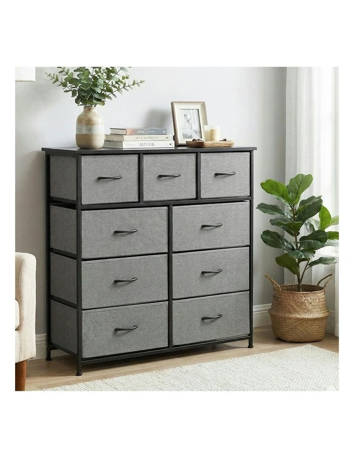 Chest of 9 Drawers in Dark Grey image 3