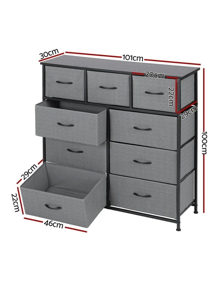 Chest of 9 Drawers in Dark Grey image 4