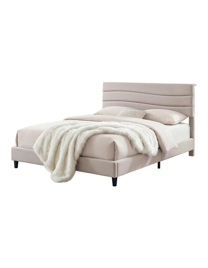 Charging Ports Queen Bed Frame with Storage Adjustable Headboard in Beige image 1