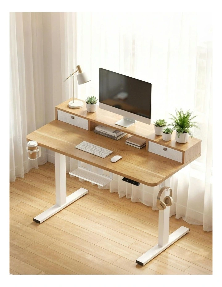 Height Adjustable Electric Standing Desk in Brown image 3