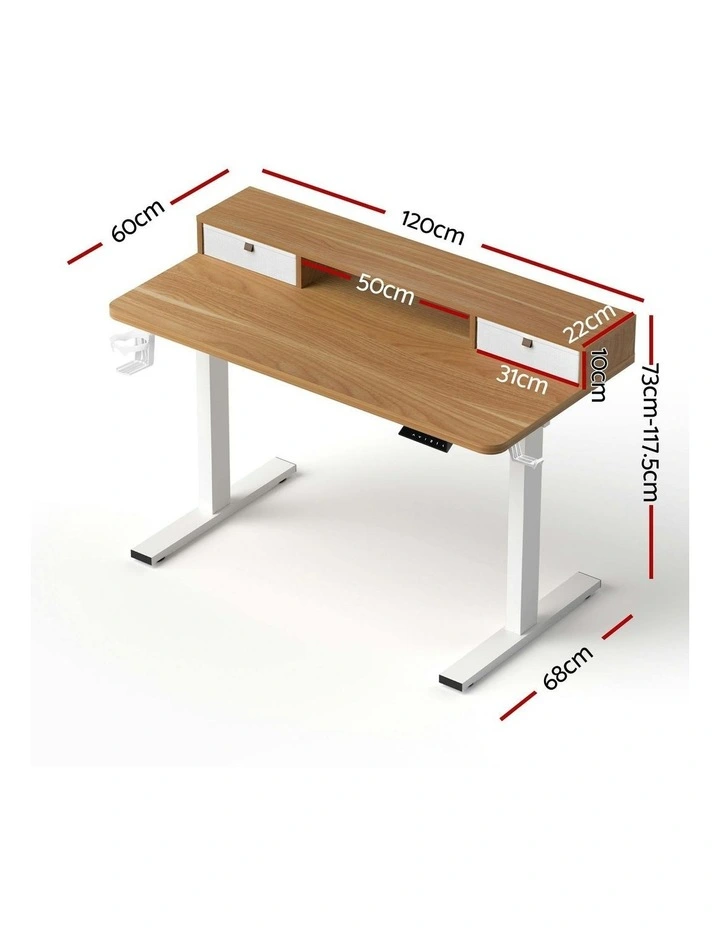 Height Adjustable Electric Standing Desk in Brown image 4