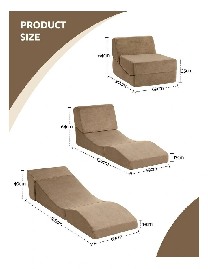 Convertible Folding Sofa Bed in Brown image 4