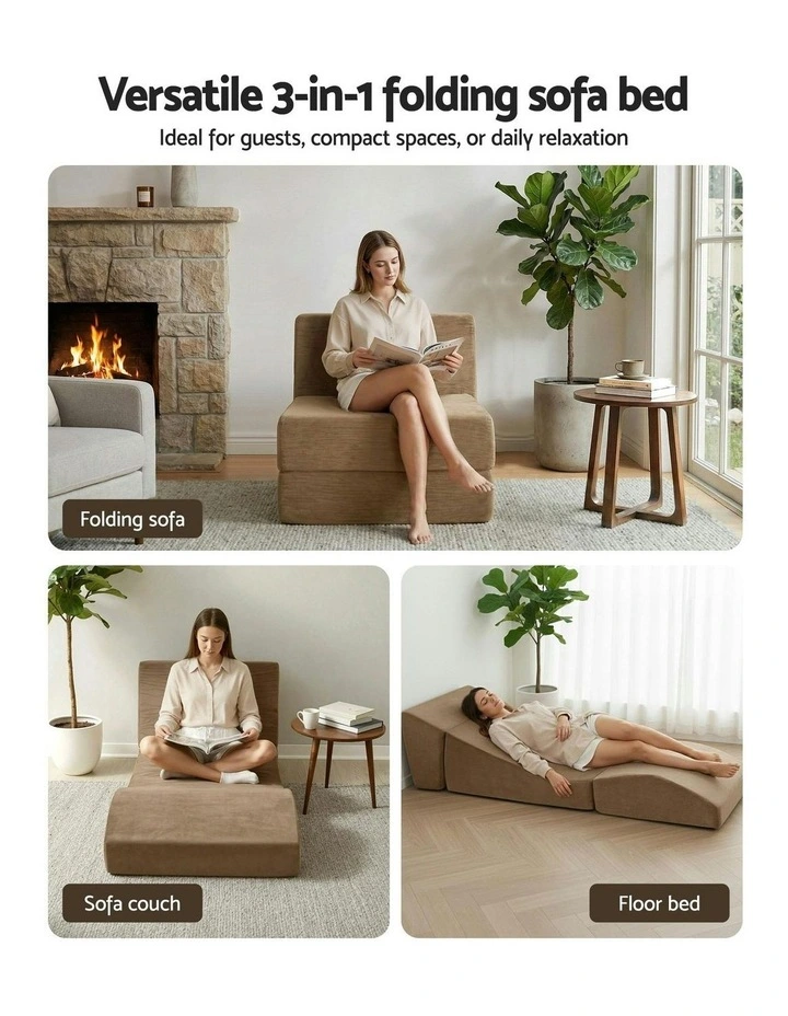 Convertible Folding Sofa Bed in Brown image 5