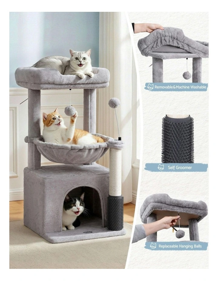 Scratching Post Furniture Scratcher House Cat Tree Tower 82cm in Light Grey image 5