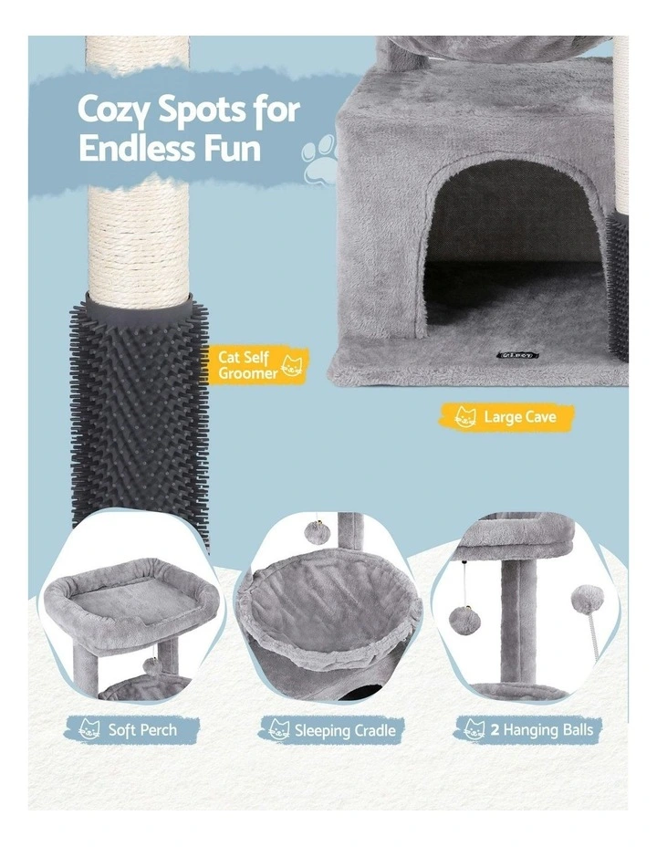 Scratching Post Furniture Scratcher House Cat Tree Tower 82cm in Light Grey image 6