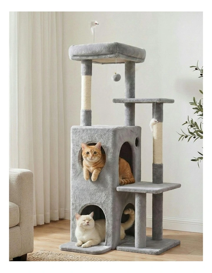 Scratching Post Furniture Scratcher House Cat Tree Tower 127cm in Light Grey image 3