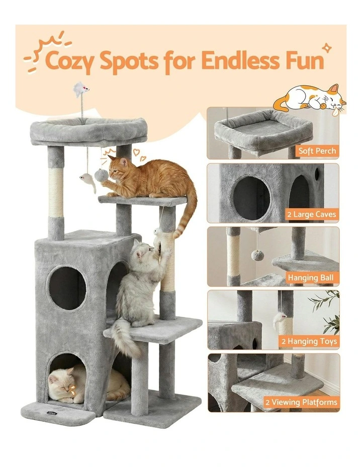 Scratching Post Furniture Scratcher House Cat Tree Tower 127cm in Light Grey image 6