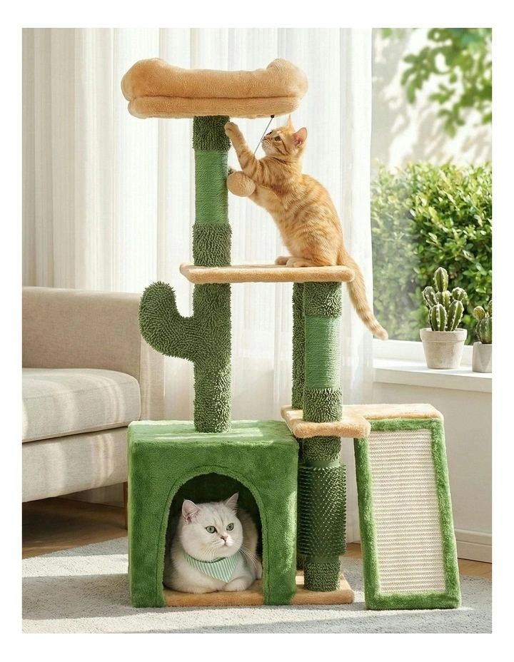 Scratching Post Furniture Scratcher House Cat Tree Tower 101cm in Green image 3