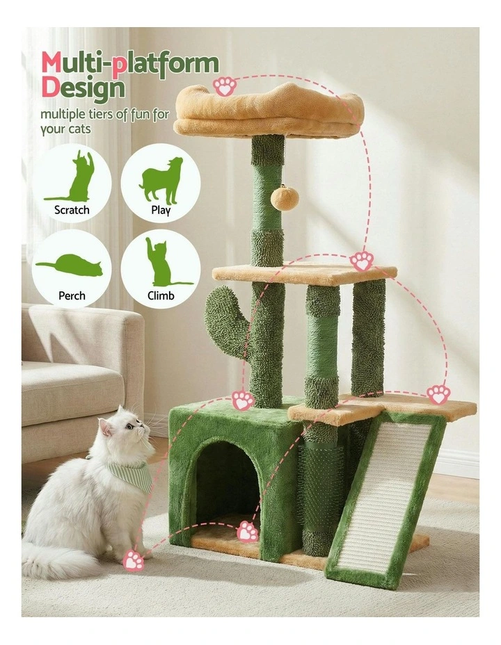 Scratching Post Furniture Scratcher House Cat Tree Tower 101cm in Green image 5