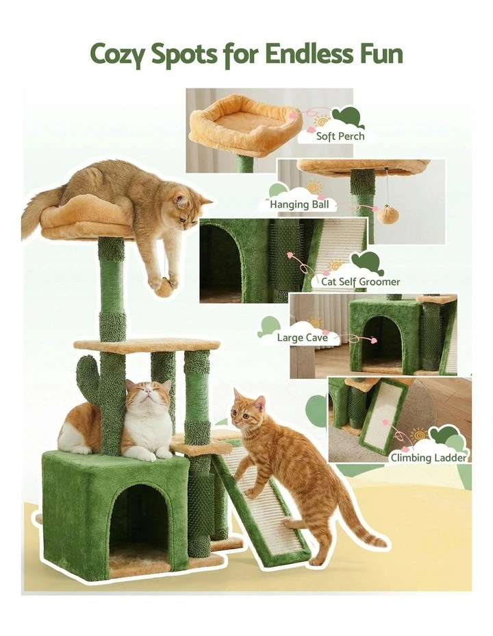 Scratching Post Furniture Scratcher House Cat Tree Tower 101cm in Green image 6